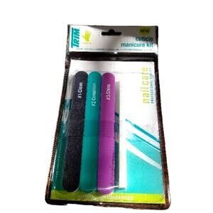 Trim Cuticle Manicure Care Kit. Natural Nail Buffing Shine 4 pcs Kit- New